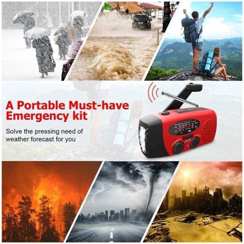 📻 Hand-Crank Solar Emergency Radio with Flashlight & Phone Charging