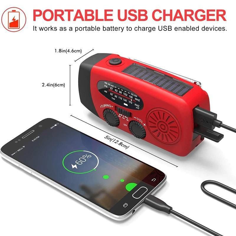 📻 Hand-Crank Solar Emergency Radio with Flashlight & Phone Charging