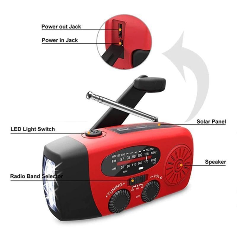 📻 Hand-Crank Solar Emergency Radio with Flashlight & Phone Charging