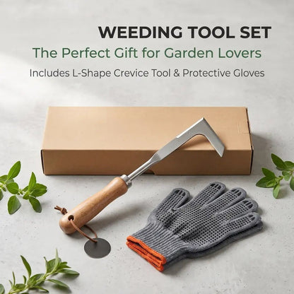 🌱Heavy-Duty Stainless Steel Crevice Weeder & Garden Glove Kit🧤