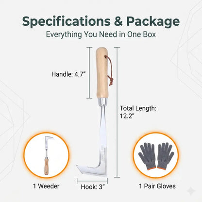 🌱Heavy-Duty Stainless Steel Crevice Weeder & Garden Glove Kit🧤