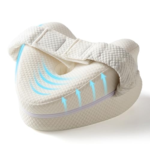 Memory Foam Knee Pillow for Side Sleepers, Adjustable Leg Pillow for Hip Pain, Sciatica Relief & Spine Alignment