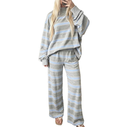 Women’s Striped Mock Neck & Wide Leg Two-Piece Set