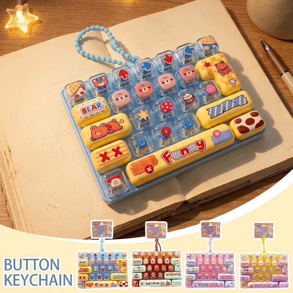 26-key Cute Cartoon Clicky Keyboard Fidget Toy Keychain