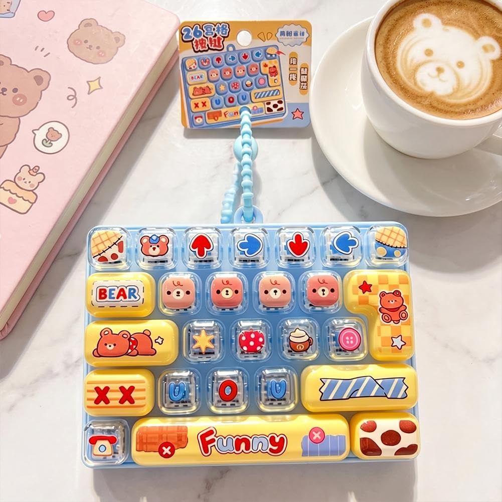 26-key Cute Cartoon Clicky Keyboard Fidget Toy Keychain