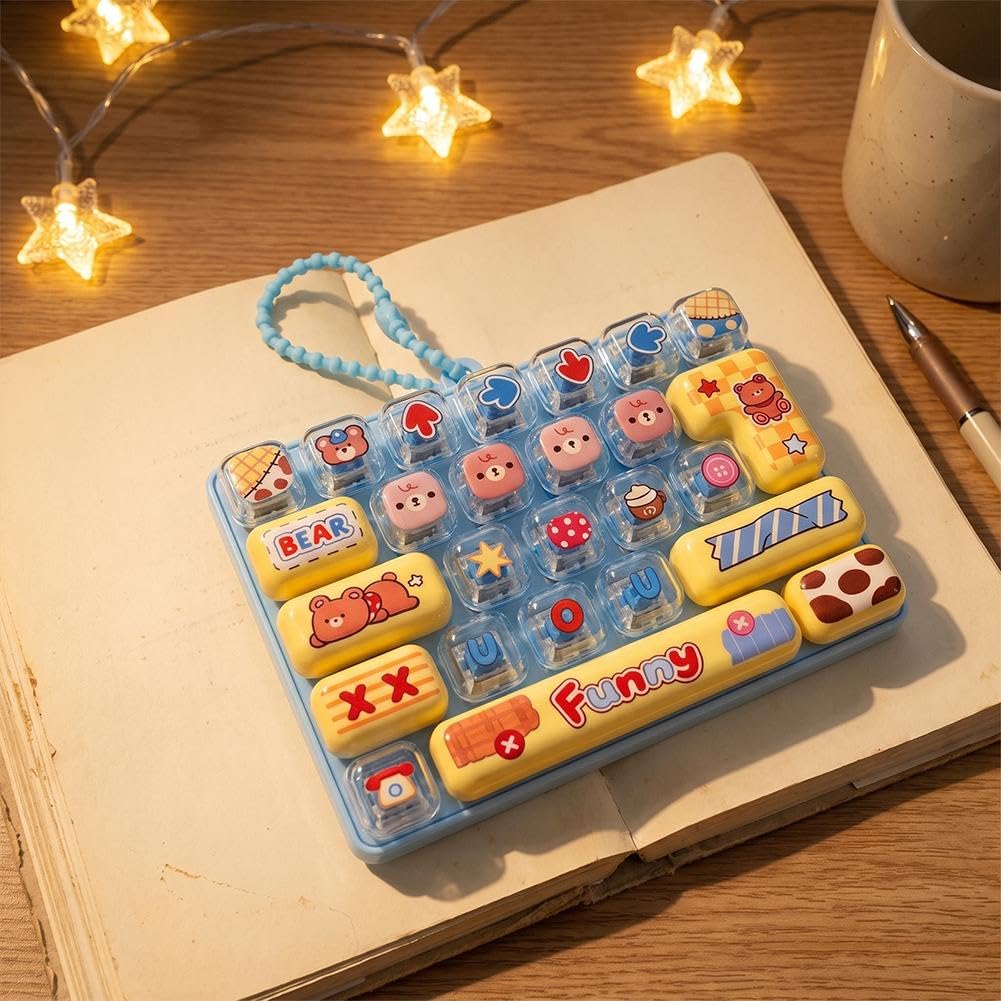 26-key Cute Cartoon Clicky Keyboard Fidget Toy Keychain