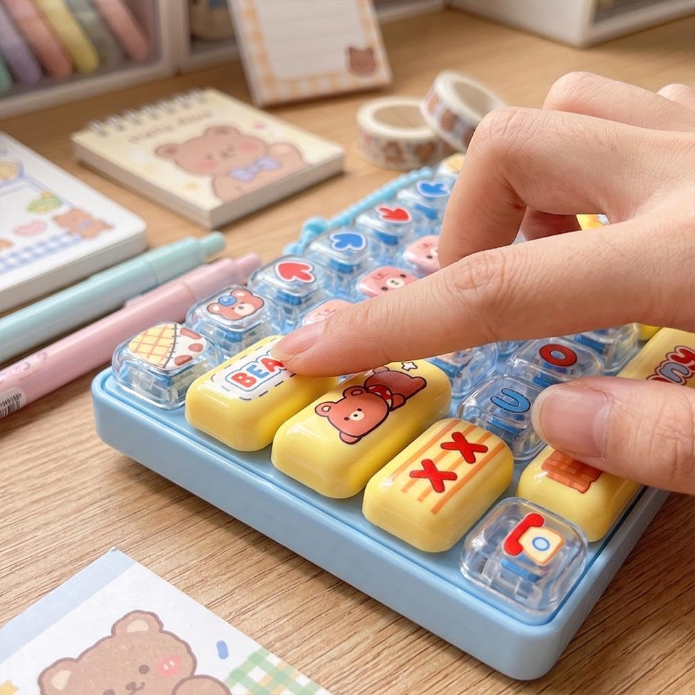 26-key Cute Cartoon Clicky Keyboard Fidget Toy Keychain