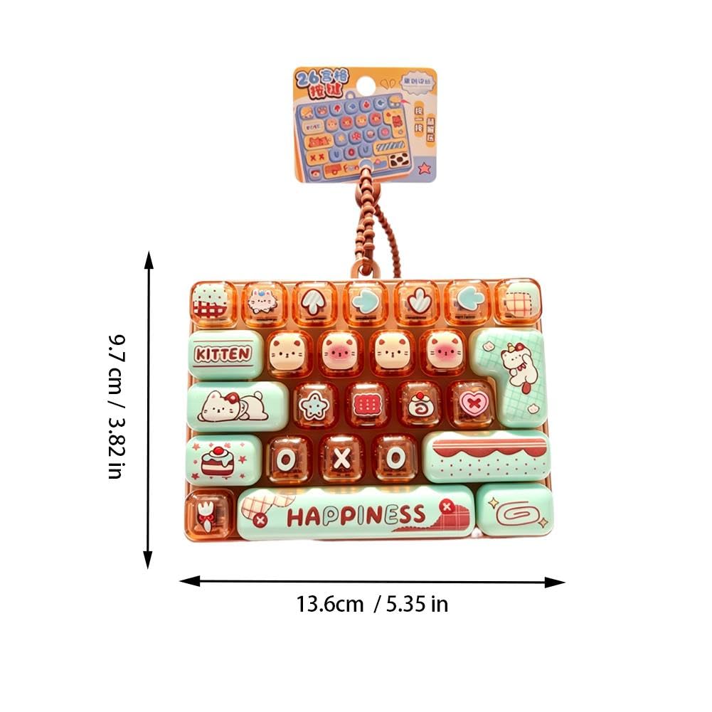 26-key Cute Cartoon Clicky Keyboard Fidget Toy Keychain