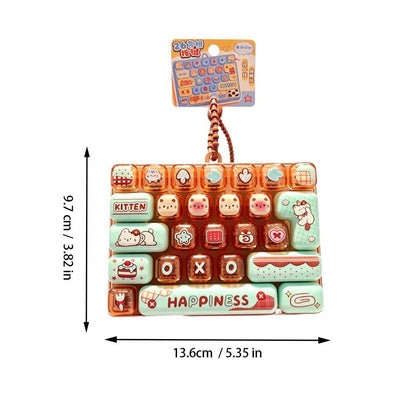 26-key Cute Cartoon Clicky Keyboard Fidget Toy Keychain