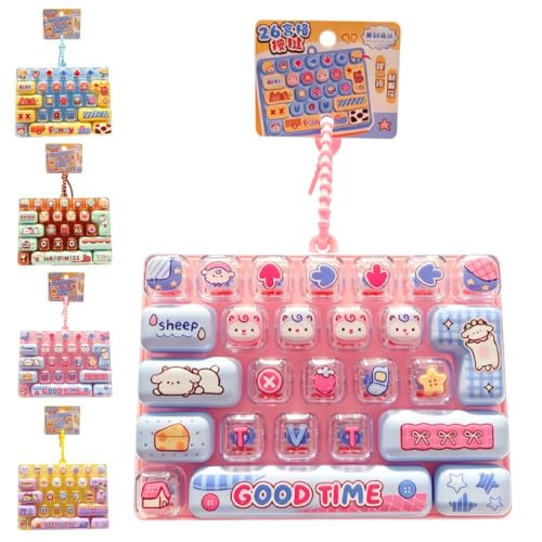 26-key Cute Cartoon Clicky Keyboard Fidget Toy Keychain