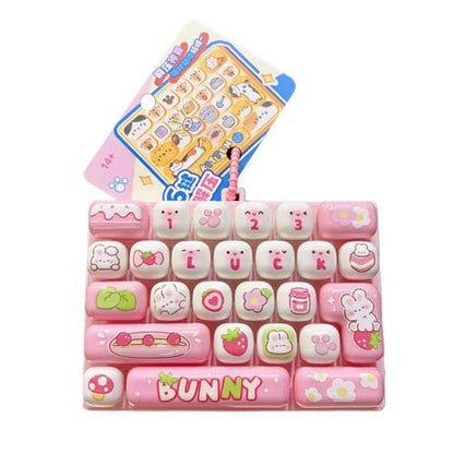 26-key Cute Cartoon Clicky Keyboard Fidget Toy Keychain